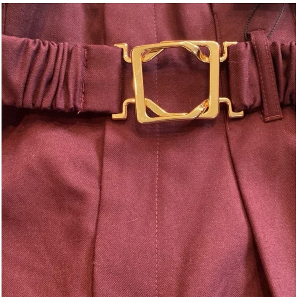Zara high waisted pants with attached gold belt buckle - Picture 4 of 5